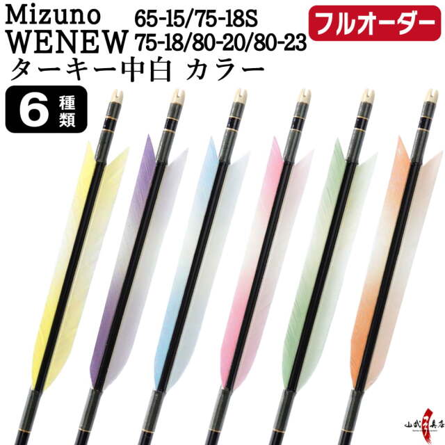 フルオーダー製作矢 Mizuno WENEW ターキー 中白 カラー 6本組 選べる