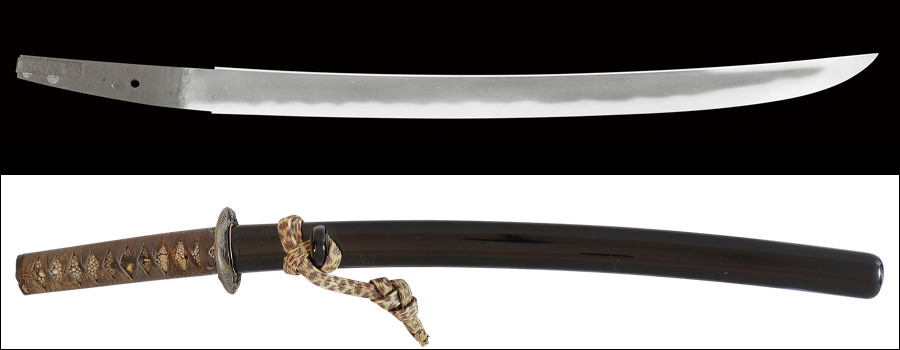 【売約済】商品番号：Q-215　脇差し　相(以下折返銘)州住綱廣(三代)　特別保存刀剣鑑定書付き　拵え付き