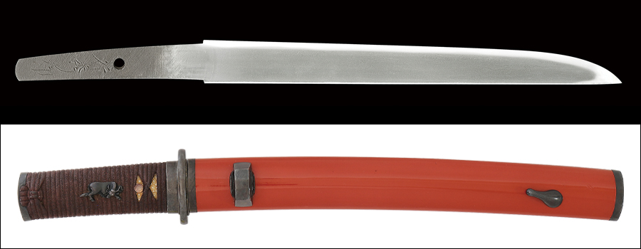 商品番号：P-910　短刀　備前国住長船祐定作　大永八年二月日(一五二八)　特別保存刀剣鑑定書付き　拵え付き