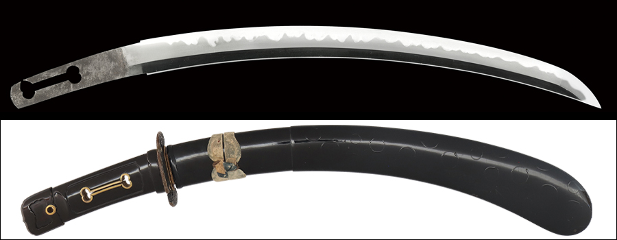 【売約済】商品番号：Q-155　脇差し　寿命(生ぶ無銘)　保存刀剣鑑定書付き　毛抜形変わり拵え入り