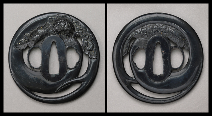 商品番号：T-1169　鍔：大根透図　無銘武州　保存刀装具鑑定書付き