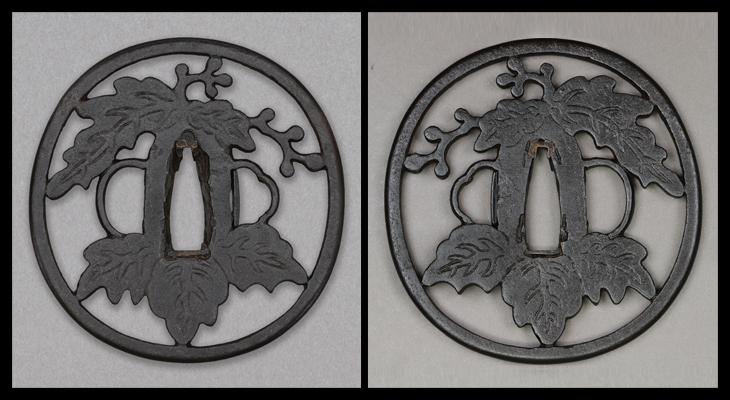 商品番号：T-1279　鍔：桐透図　無銘西垣　特別保存刀装具鑑定書付き