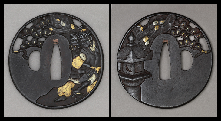 商品番号：T-1284　鍔：祇園社頭図　無銘正阿弥　保存刀装具鑑定書付き