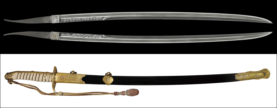 【売約済】商品番号：V-1804　刀　（刀身銘）帝国日本東京住細田藤原直光造　特別保存刀剣鑑定書付き　探山先生鞘書き有り　拵え付き