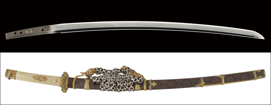 商品番号：V-2091　刀　（金象嵌銘）国時（延寿）　本阿（花押）（光遜）　第十六回重要刀剣指定品（昭和四十二年）（一九六七）　拵え付き