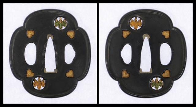 商品番号：T-1024　鍔：桐紋透七宝図　銘・金城南　柴田利次　特別保存刀装具鑑定書付き