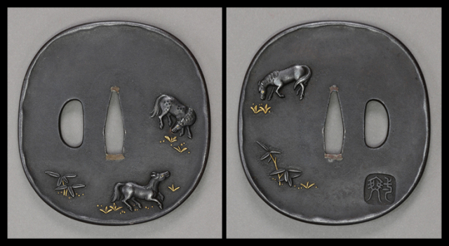 鍔：遊駒図 Tsuba:Asobigoma Zu