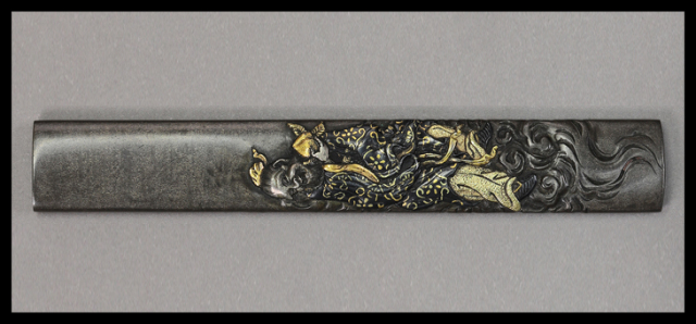 【売約済】商品番号：T-1217　小柄：東方朔図　銘・浜野照親　保存刀装具鑑定書（紛失）