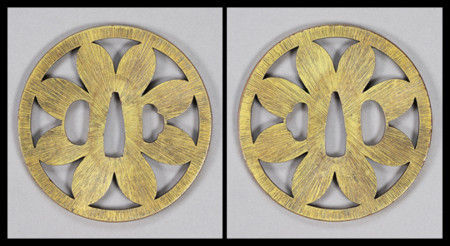 商品番号：T-1237　鍔：花弁透図　京金具師　保存刀装具鑑定書付き