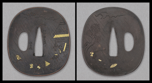 商品番号：T-1323　鍔：夕立図　銘・細野惣衛門　政守（花押）