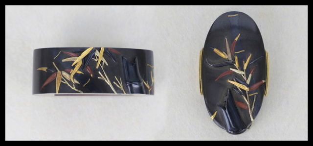 商品番号：T-786　縁頭：竹の図　無銘京金工として保存刀装具鑑定書付き