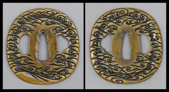 商品番号：VT-041　鐔：波濤図　無銘勘四郎　第五十回重要刀装具指定　伊藤満著「西垣」所載【※価格はお問い合わせください】