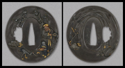 商品番号：VT-046　鍔：林和靖図　銘・一乗斎弘寿（花押）　特別保存刀装具鑑定書付き