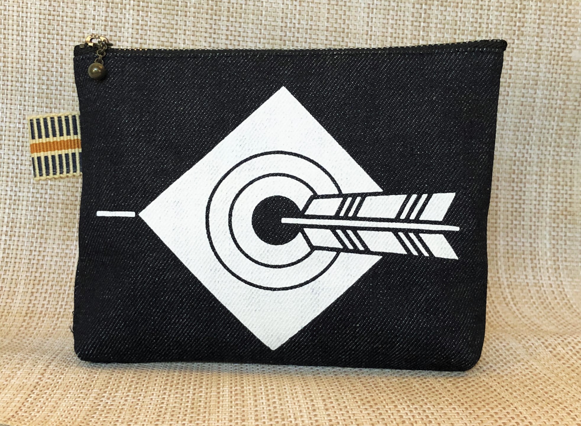 当り矢デニムポーチ