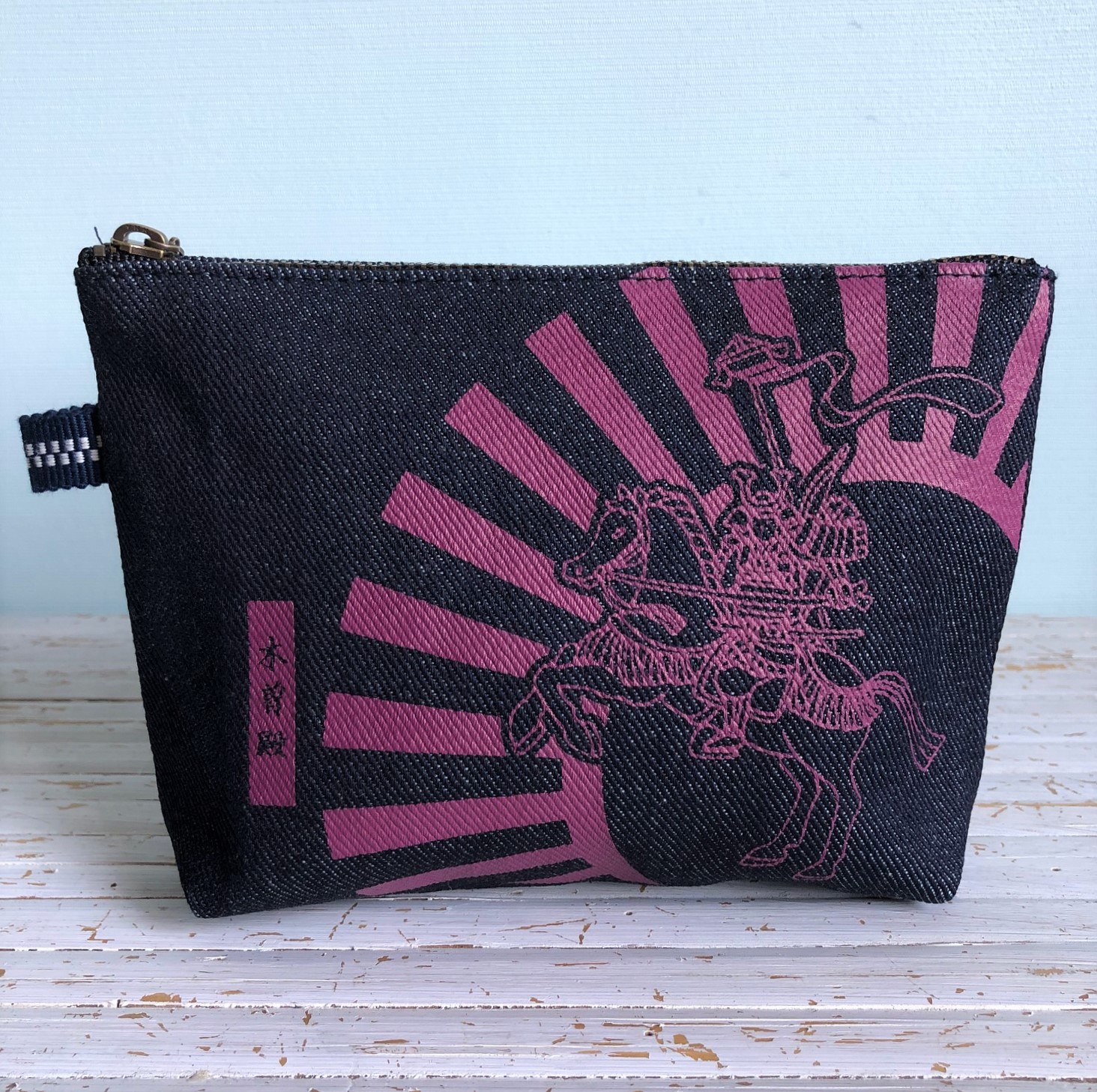 旭将軍（朝日将軍）　木曽義仲デニムポーチ