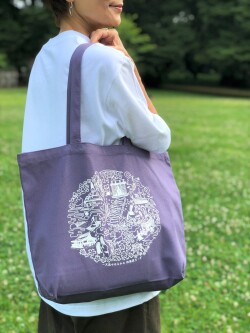 源実朝トートバッグ　一天風やはらかに （パープル）
