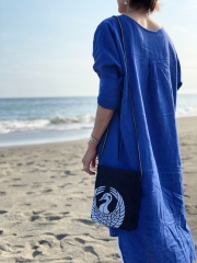 森長可　鶴丸家紋デニムショルダーポーチ　