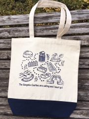 戦国のお城ハイキングイラストトートバッグ