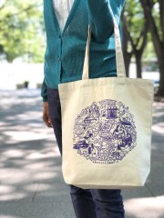 源実朝トートバッグ　一天風やはらかにー　（オーガニックコットン　ナチュラル色）