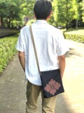 甲斐源氏嫡流　武田信玄花菱家紋デニムショルダーバッグ　　