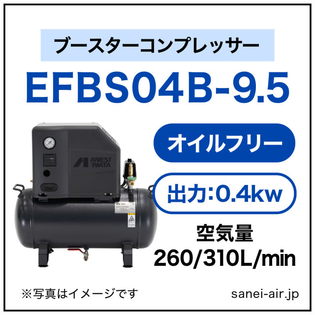 EFBS04B-9.5|アネスト岩田・小型オイルフリーブースター0.4kw|三相200V