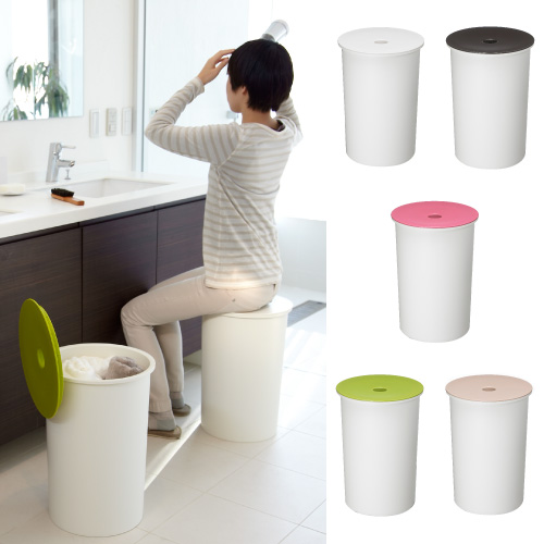 バスケットスツール20L 座れるゴミ箱 オブジェ 収納スツール キッチン エントランス パウダールーム リビング チャイルドルーム フタ付き ホワイト ブラウン ピンク グリーン ベージュ おしゃれ 組立不要
