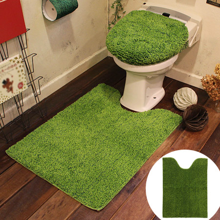 ＳＨＩＢＡＦＵ　ロングトイレマット　８０×６０ｃｍ グリーン ライトグリーン