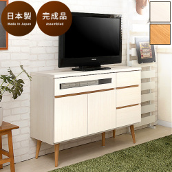 テレビ台 110cm幅 ハイタイプ 日本製 ナチュラル ホワイト 完成品 白 収納 リビングボード TVキャビネット 高さ81cm 木製 おしゃれ 引き出し 32V 24v対応 シンプル 高さ80cm 北欧風 テレビ台 テレビボード 北欧 プッシュ式扉