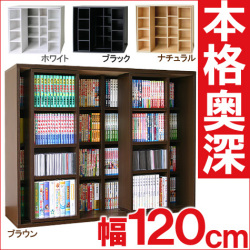 本棚 奥深ダブルスライド書棚 幅120cm