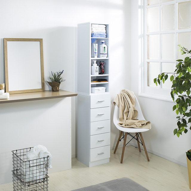 鏡面すきま収納 タオルストッカー/ランドリー収納ラック 幅30cm｜