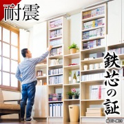 耐震 つっぱり書棚　幅45cm 奥行19cm　耐震本棚 防災