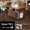 カウンターテーブル 幅120 高さ70 バタフライ Rabat ラバット 日本製 キッチンカウンター 完成品 オープン収納 5か所 アルミ枠 ガラス戸 収納 引出し 3杯 アイランド型 キッチンワゴン キャスター ダイニングテーブル 幅119.5cm 組立不要