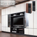 壁面収納 ユニット式 組合せ自在 収納ラック 幅60 中台 左キャビネットユニット(ダウンライト付)スタイリッシュ壁面シリーズ ホワイト ブラウン 新生活 組立不要 収納 棚 収納 戸棚