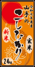 令和7年度産山手（やまて）のコシヒカリ玄米24kg（乳白色無地ポリ袋8kg×3）
