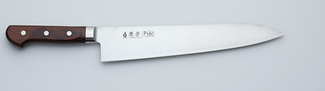 1213　兼秀　Ps60鋼　口金付　マホガニ柄　　　牛刀270mm