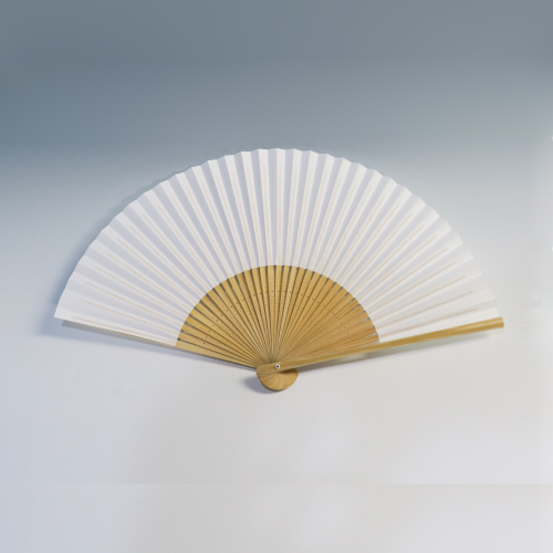 書画用 無地扇子】白扇 （白竹彫付平骨、図引紙） 絵具屋三吉
