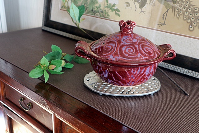 稲葉直人 土鍋 紅彩唐草紋土鍋 一人用 山帰来～日々のくらし