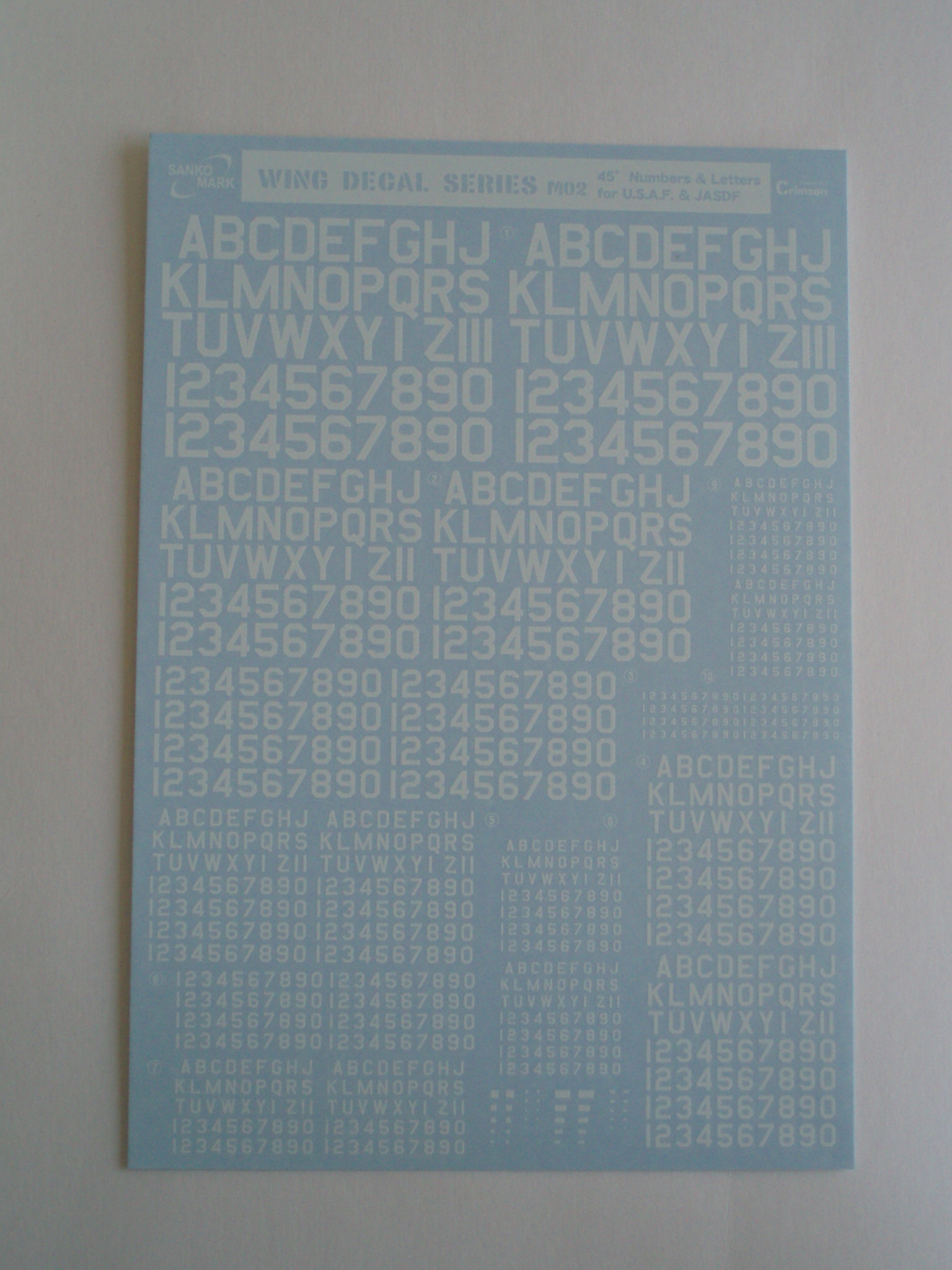 ナンバーデカールシリーズ Mo２ ４５ 白 Numbers Letters 転写マーク製作 Sanko Mark Inc