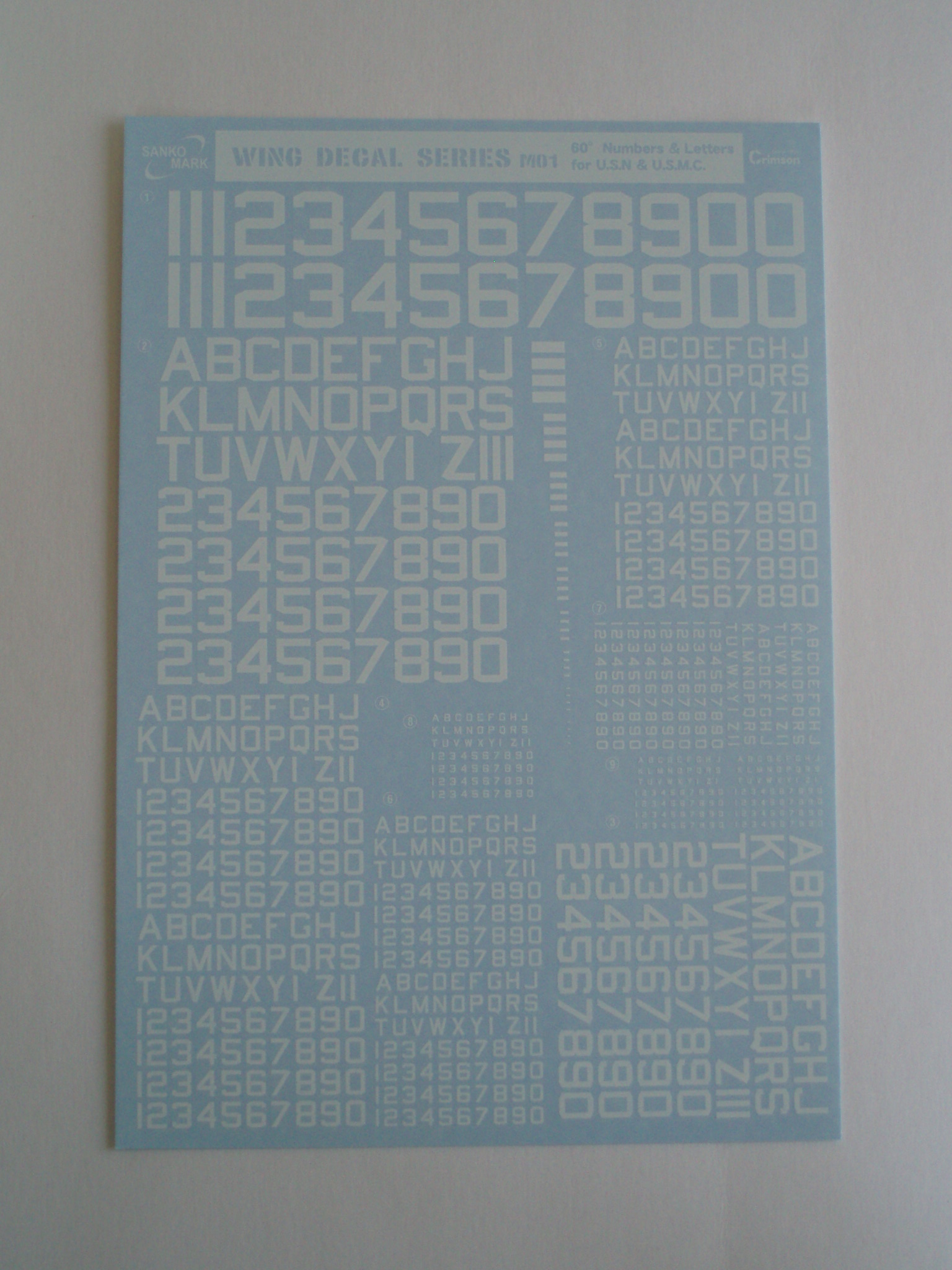 ナンバーデカールシリーズ Mo１ ６０ 白 Numbers Letters 転写マーク製作 Sanko Mark Inc