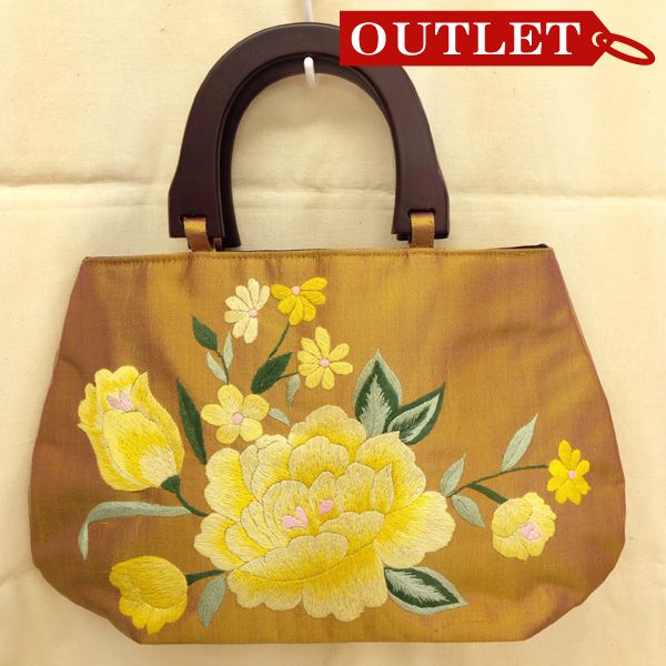 アウトレット 大花刺繍バッグ 黄色 バッグ B003 食と環境のネットショップ Sankou 2nd Netshop