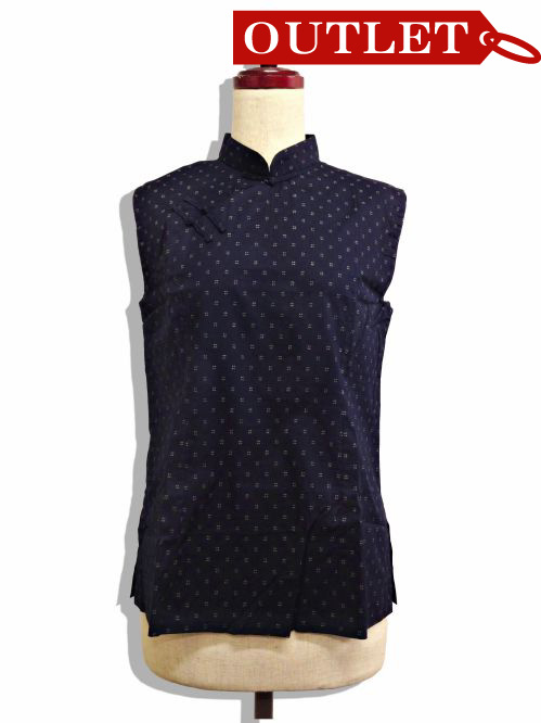 【特価】【アウトレットセール】(fh087-L-01)_Lサイズ_トップス_ノースリーブ_アオザイ風_ノースリーブトップス(紺002)