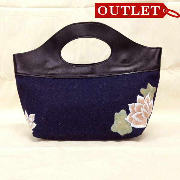 【特価】【アウトレットセール】(b083-01)_バッグ_デニム地ハス刺繍バッグ