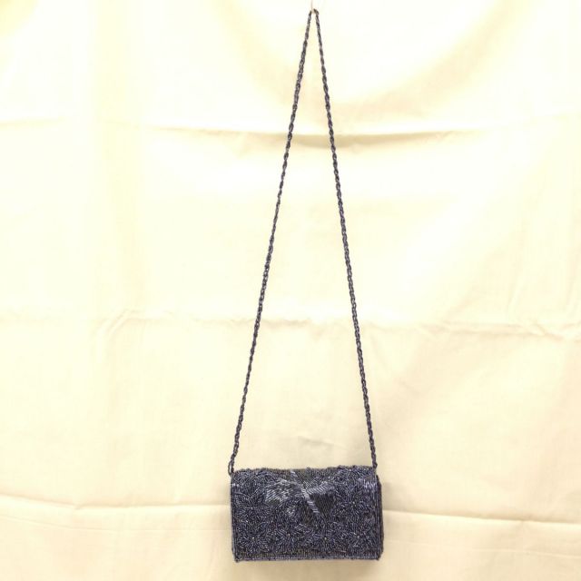 【特価】【アウトレットセール】(b140-05)_バッグ_ビーズセカンドバッグ（シルバーグレイ_小）