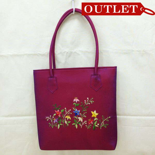 【特価】【アウトレットセール】(b272-01)_バッグ_シャンブレー花刺繍バッグ（紫)