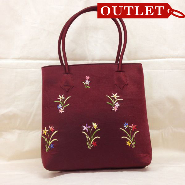 【特価】【アウトレットセール】(b273-01)_バッグ_花刺繍バッグ（ワインレッド)