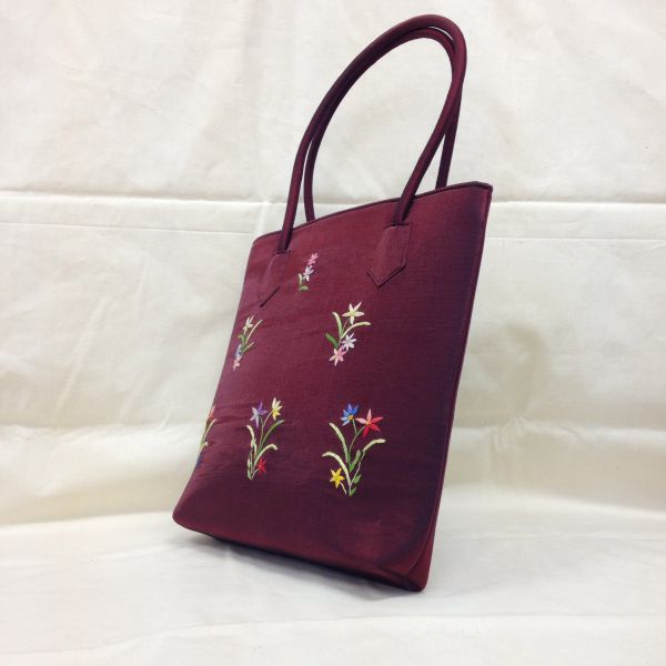 【特価】【アウトレットセール】(b273-03)_バッグ_花刺繍バッグ（ワインレッド)