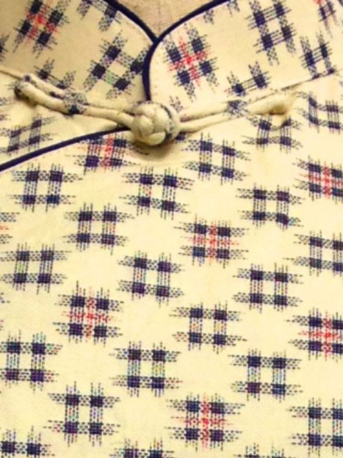 【特価】【アウトレットセール】(fh019-L-05)_Lサイズ_トップス_半袖_井げた柄ブラウス(アイボリー)