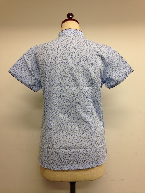 【特価】【アウトレットセール】(fh035-L-04)_Lサイズ_トップス_半袖_小花ブラウス(青&青)