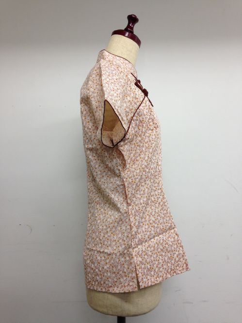 【特価】【アウトレットセール】(fh036-L-03)_Lサイズ_トップス_半袖_小花ブラウス(赤茶&赤茶)