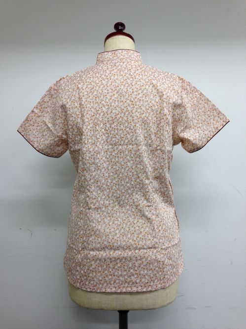 【特価】【アウトレットセール】(fh036-L-04)_Lサイズ_トップス_半袖_小花ブラウス(赤茶&赤茶)
